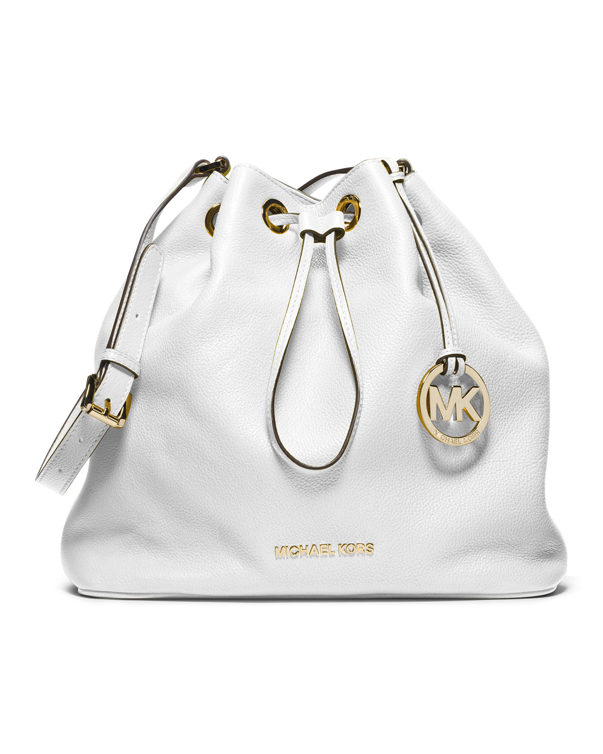 Lyst Michael Kors Large Jules Drawstring Shoulder Bag In White Gallery