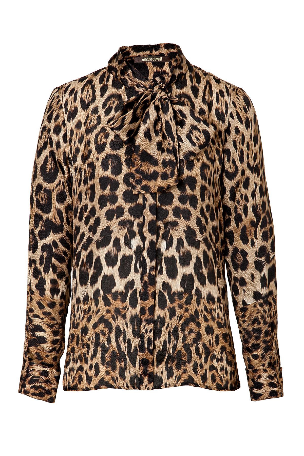 Roberto cavalli Leopard Print Tie Neck Blouse - Animal Prints in Brown ...