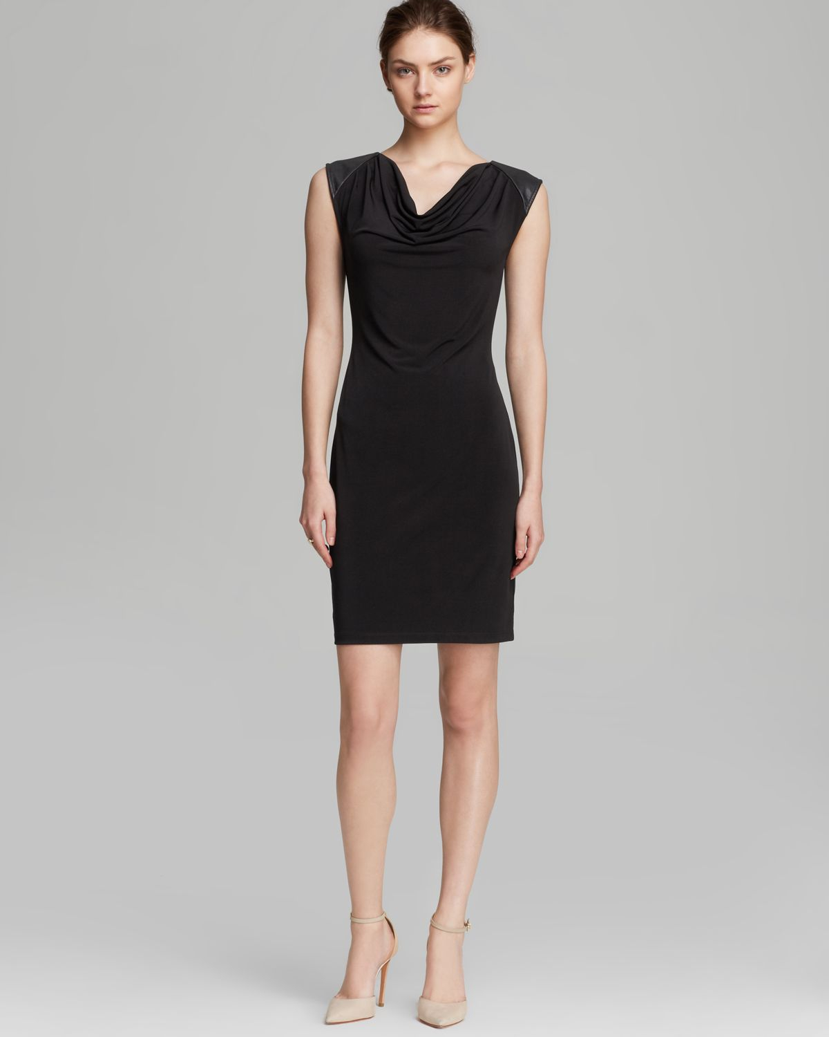 Lyst Calvin Klein Cowl Neck Dress In Black Gallery