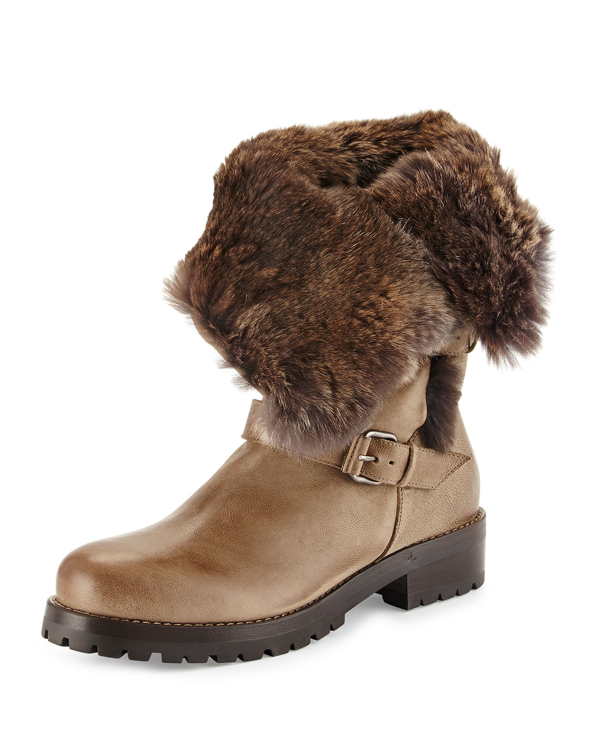 fur trim biker boots