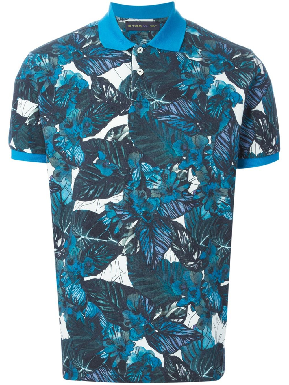 Etro Floral-Print Polo Shirt in Blue for Men | Lyst