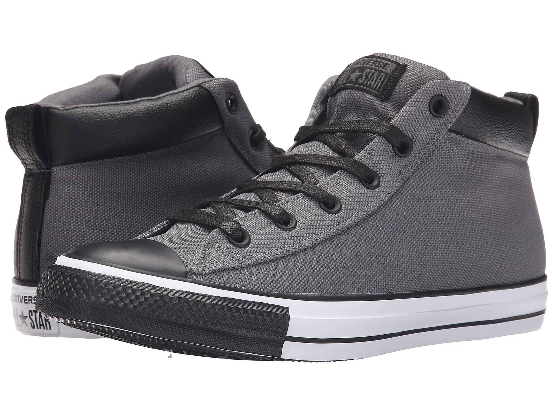 Lyst - Converse Chuck Taylor® All Star® Street Nylon Leather Hi in Gray ...