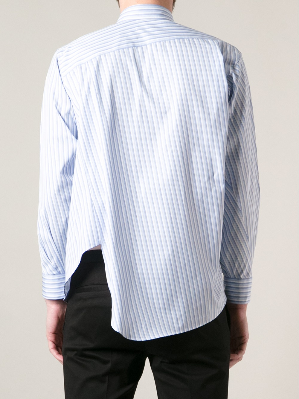 Lyst Comme Des Garçons Striped Asymmetric Shirt In Blue For Men Gallery