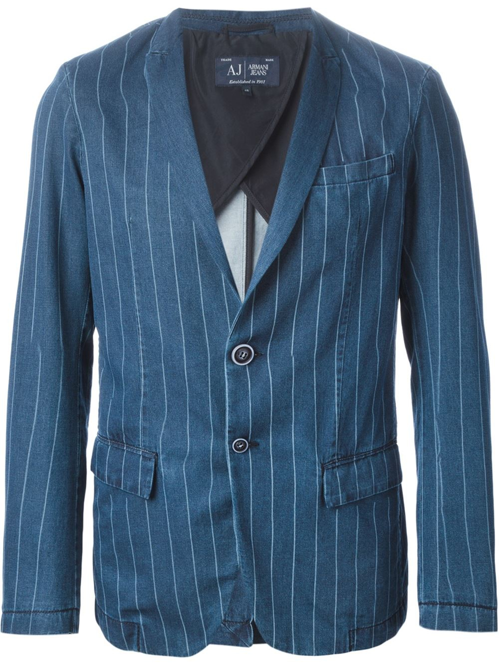 Armani jeans Pinstripe Blazer in Blue for Men | Lyst