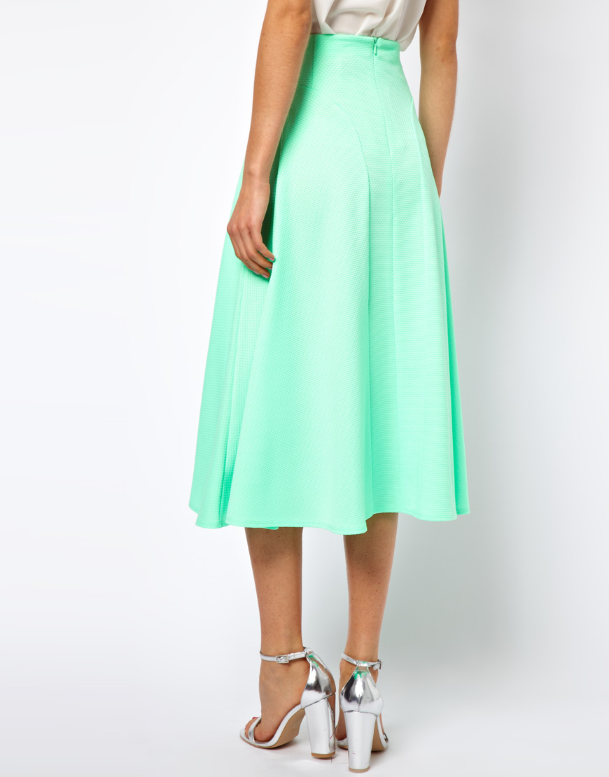 Lyst - Asos Collection Asos Midi Skirt in Texture in Green