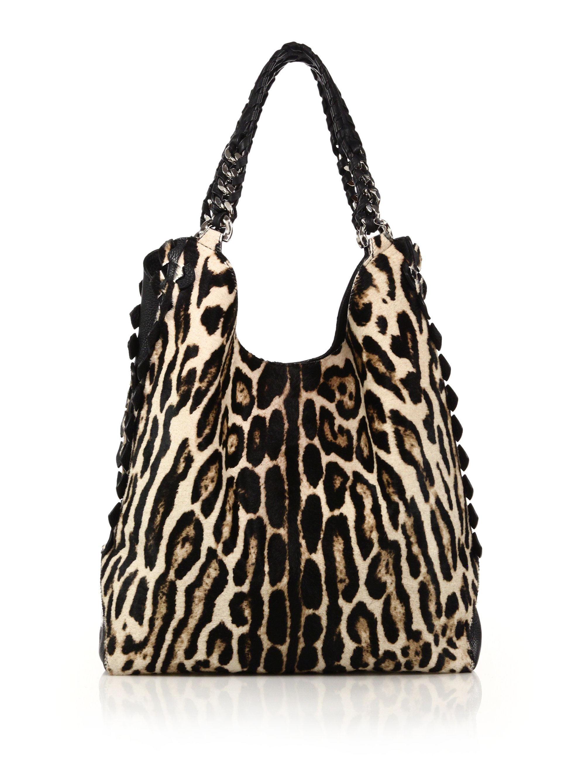 Roberto Cavalli Leopard Print Calf Hair And Leather Tote Lyst 0572