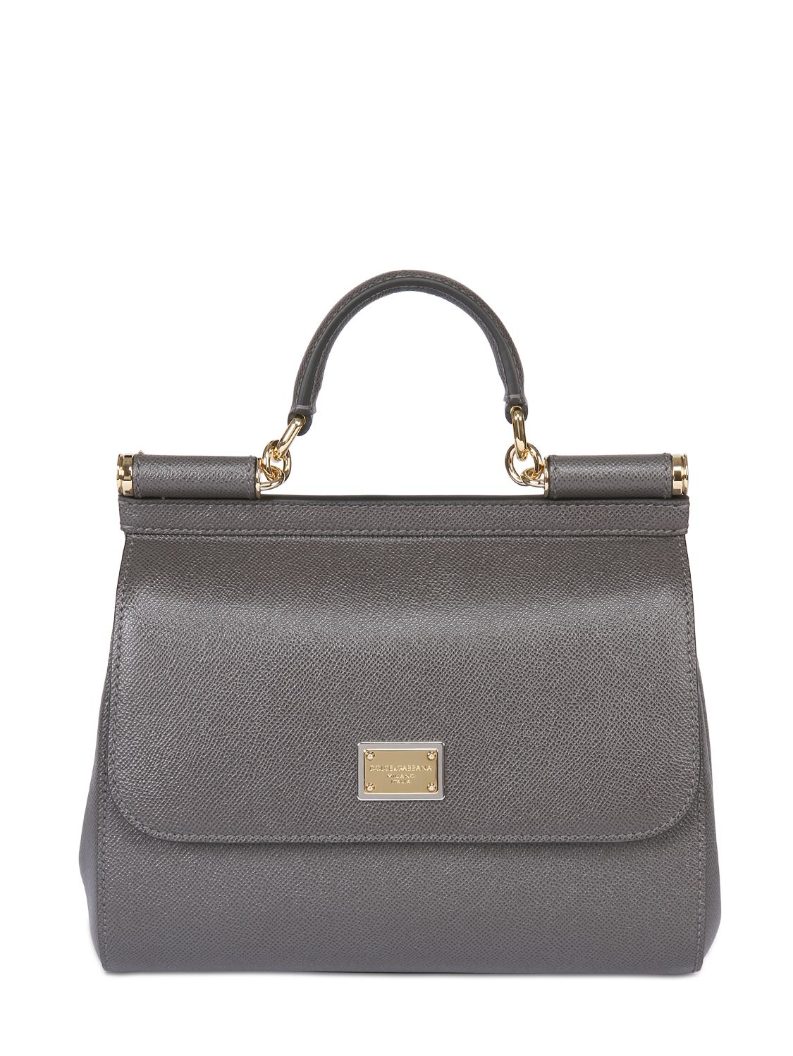 Dolce & Gabbana Medium Sicily Dauphine Leather Bag in Gray (GREY) | Lyst