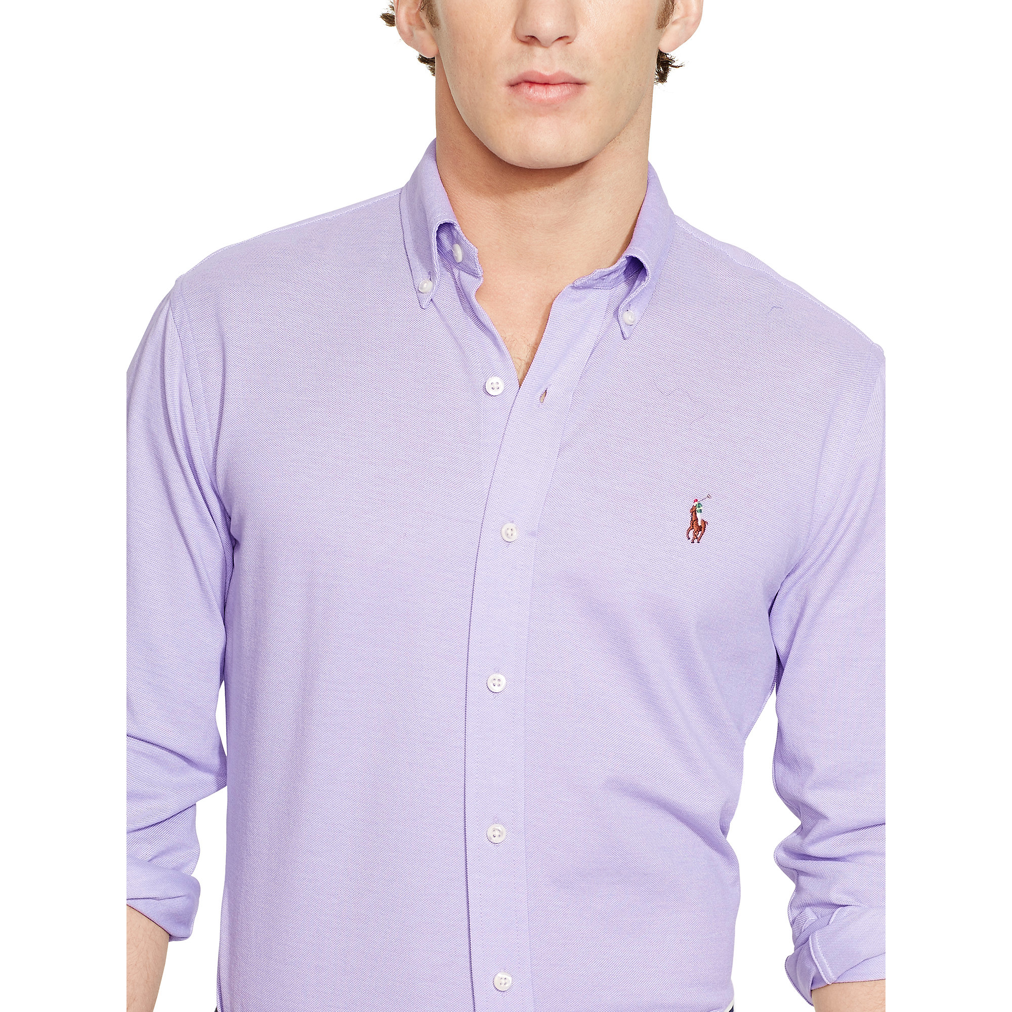 Lyst - Polo Ralph Lauren Knit Oxford Shirt in Purple for Men