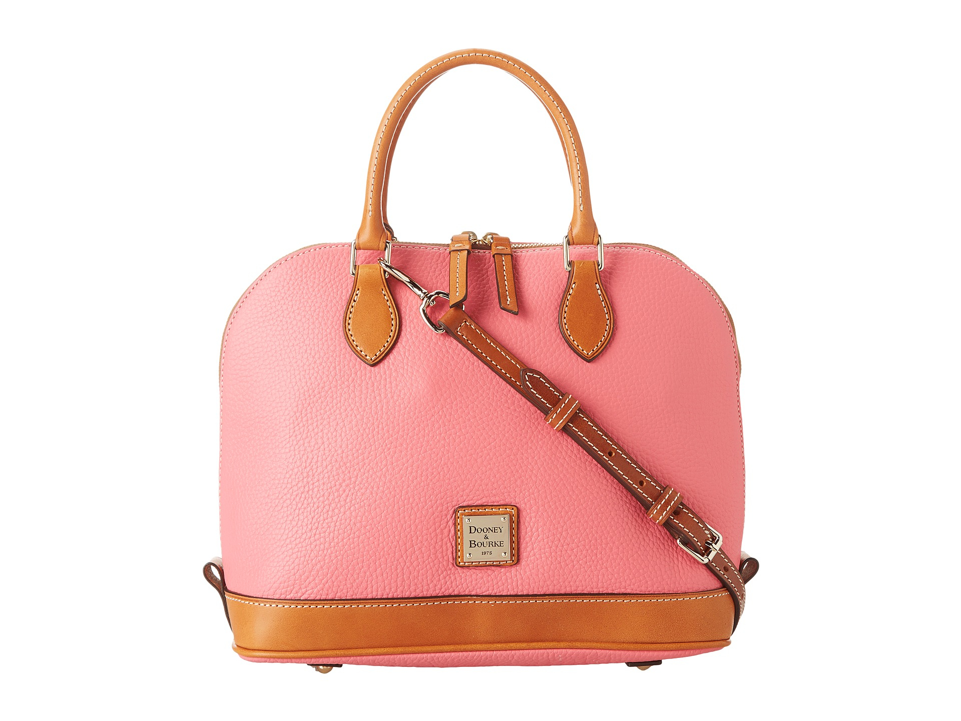 Dooney & bourke Pebble Zip Zip Satchel in Pink (Bubble Gum w/ Tan Trim ...