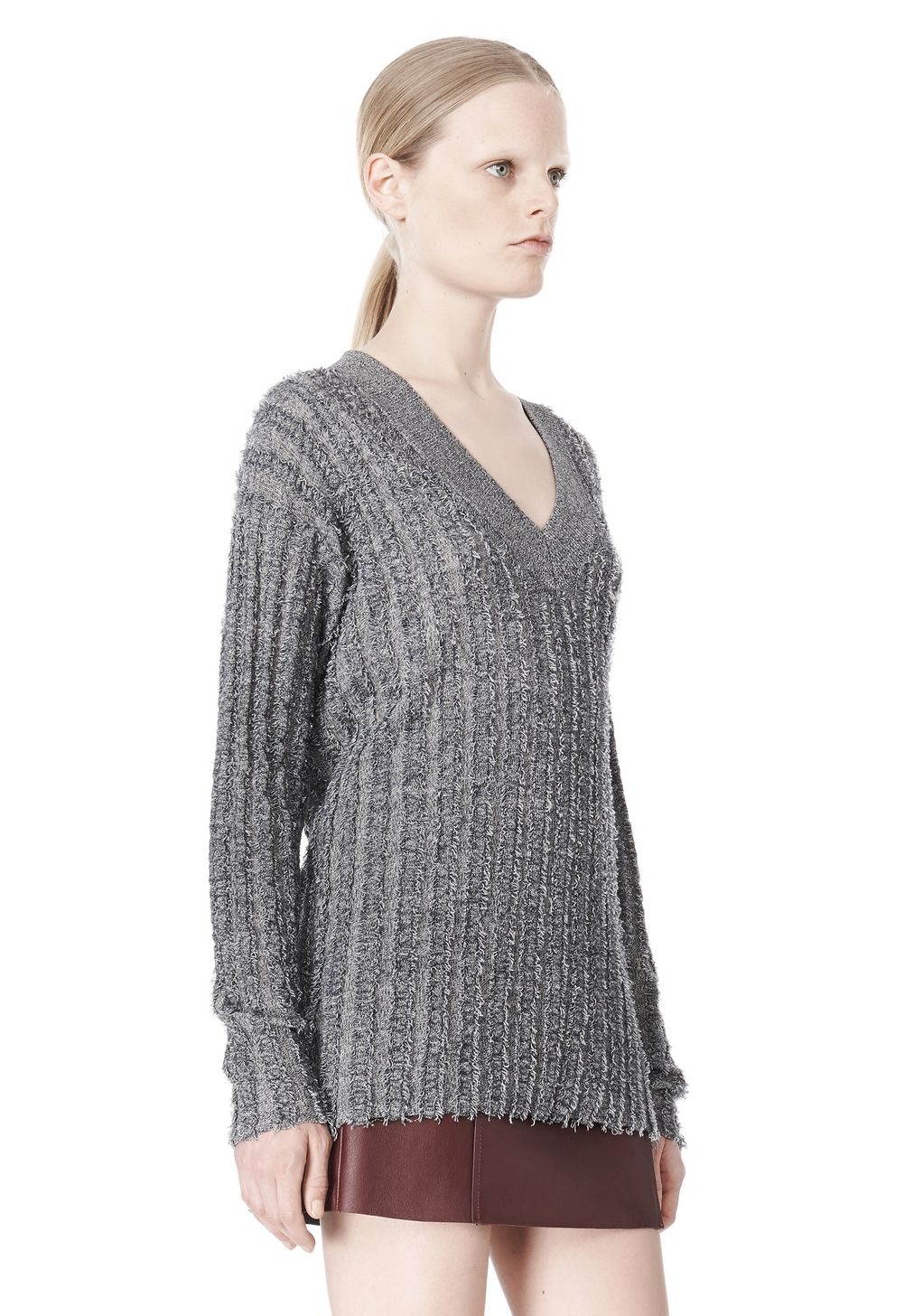 Lyst - Alexander wang Brushed Mohair and Goat Fur Pullover in Gray