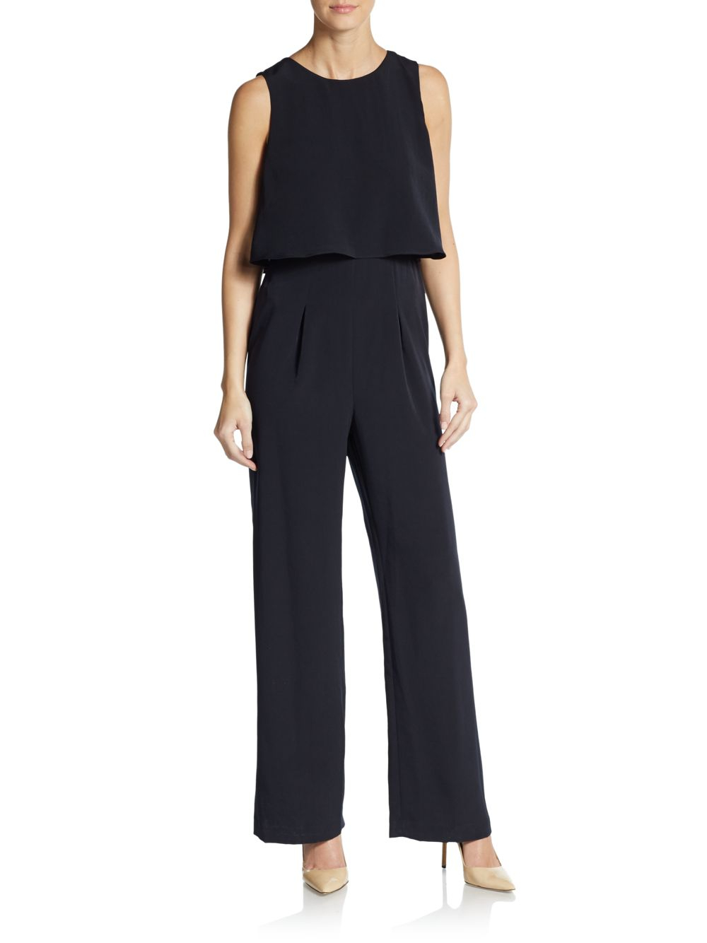 Lyst - Ivanka Trump Double Layered Tie Jumpsuit in Blue
