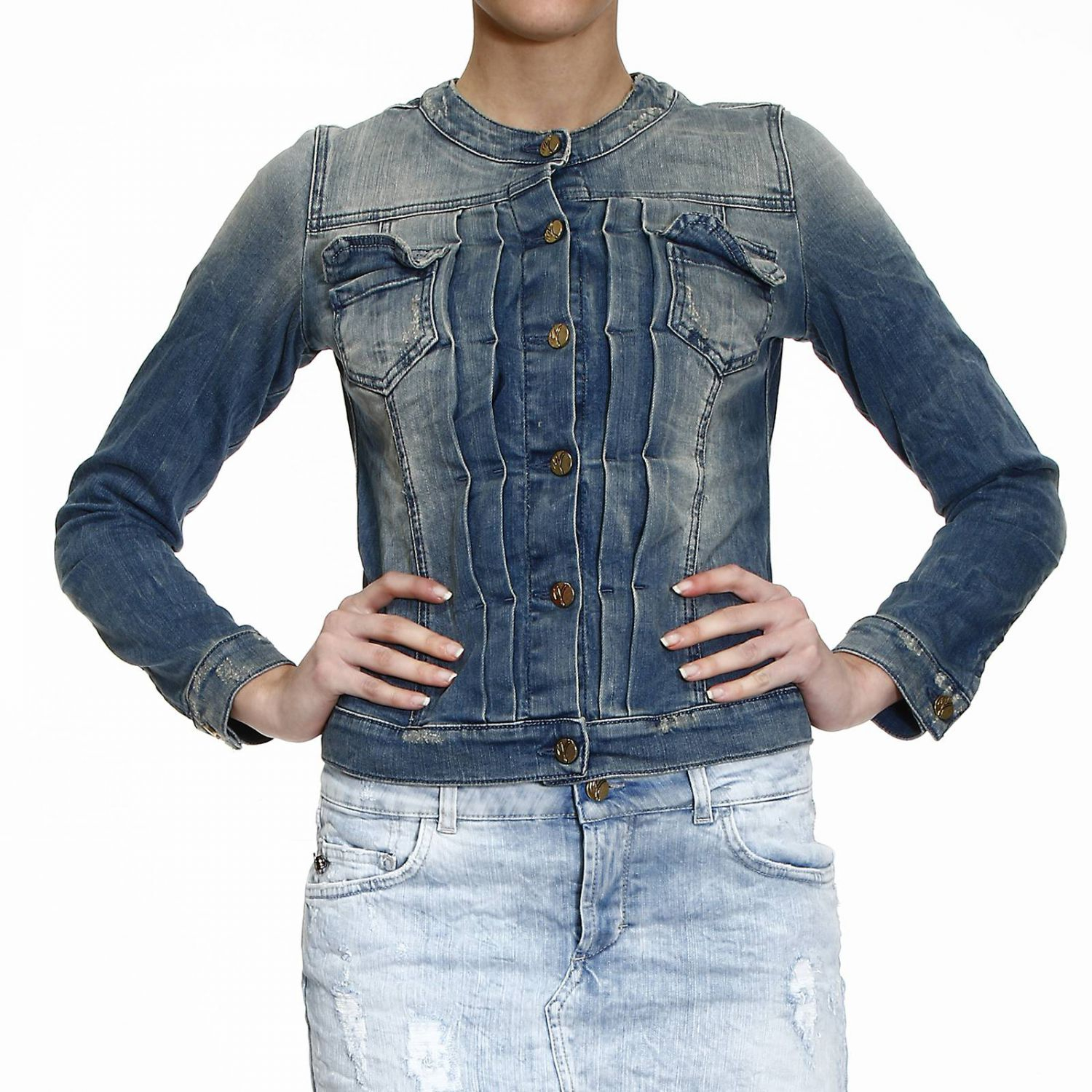 Lyst Manila Grace Denim Collarless Jacket in Blue