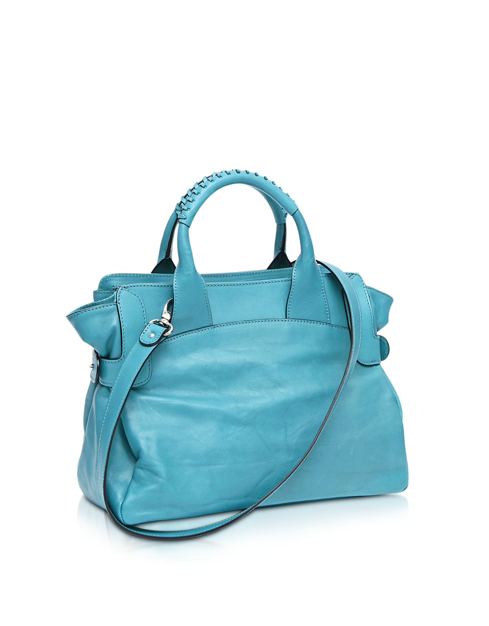 Francesco biasia Camden Small Leather Tote Bag W/shoulder Strap in Teal ...