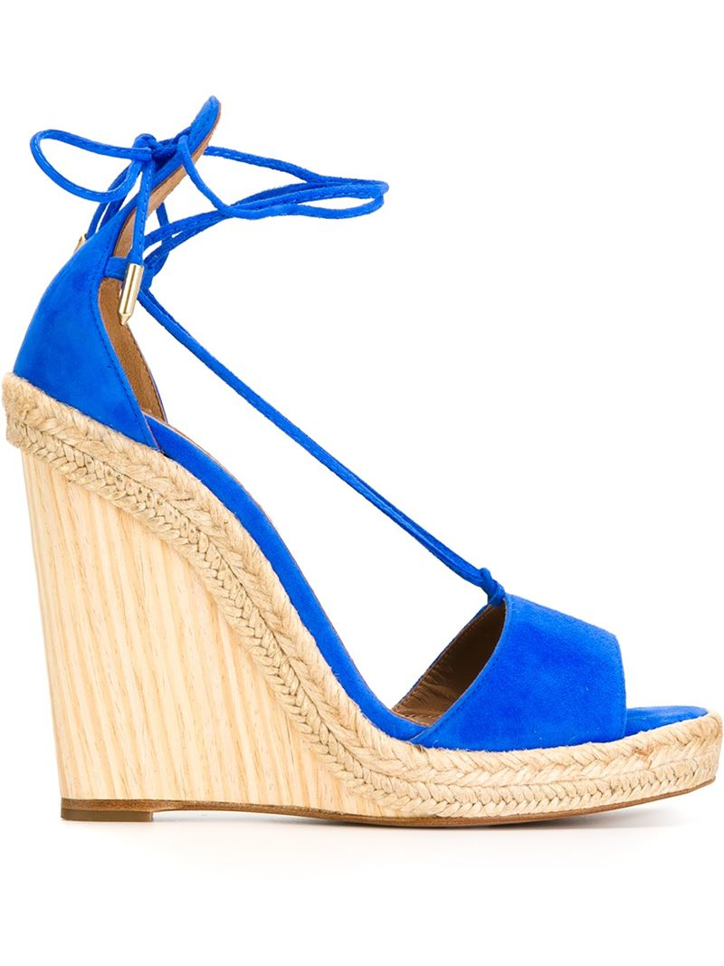 Aquazzura 'alexa' Wedge Sandals in Blue | Lyst