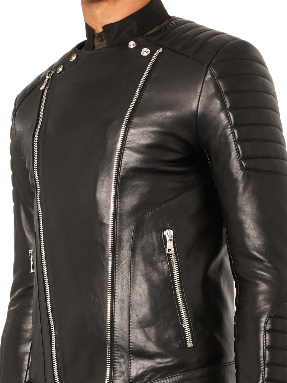 Lyst Balmain Classic Leather Biker Jacket In Black For Men Gallery