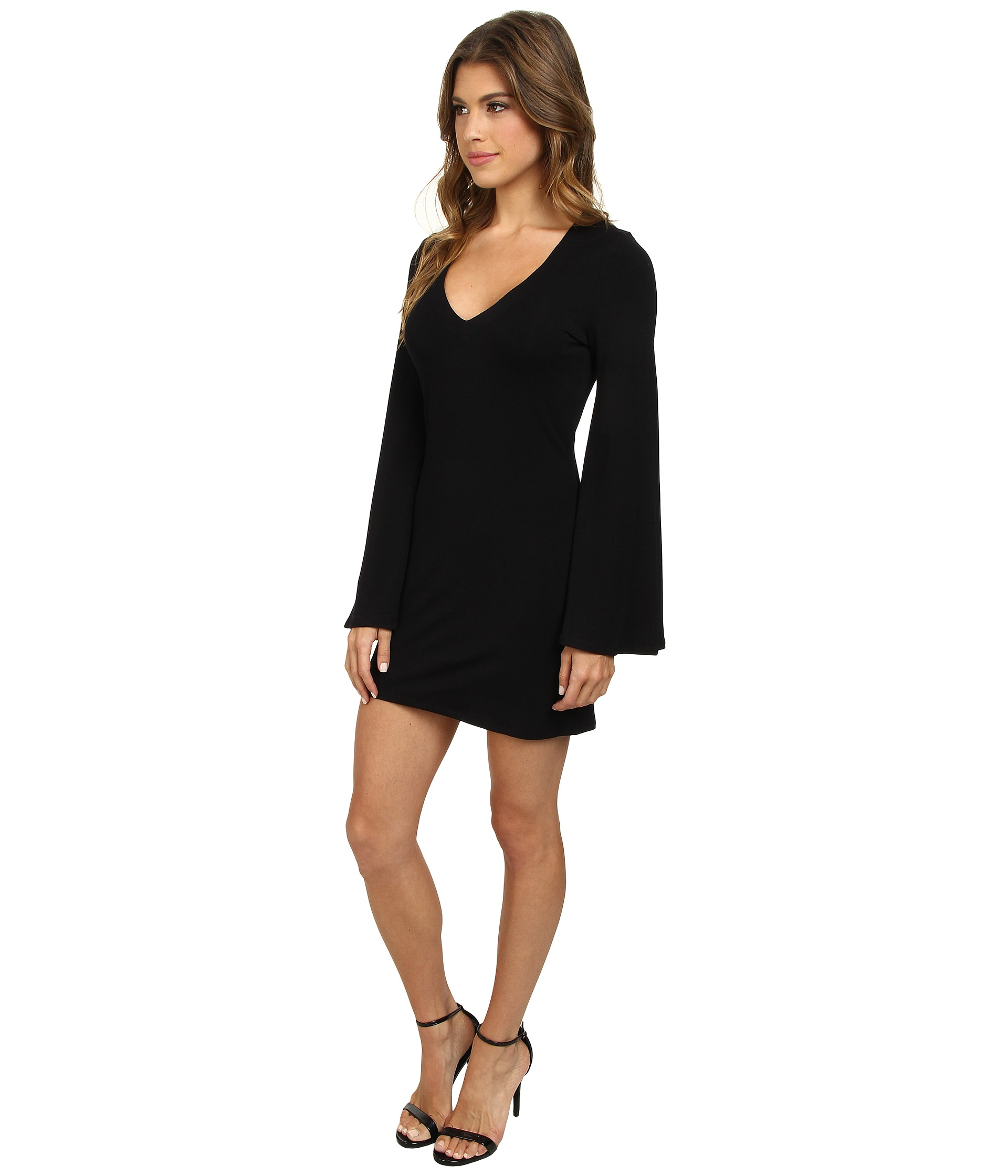 V neck bell sleeve dress