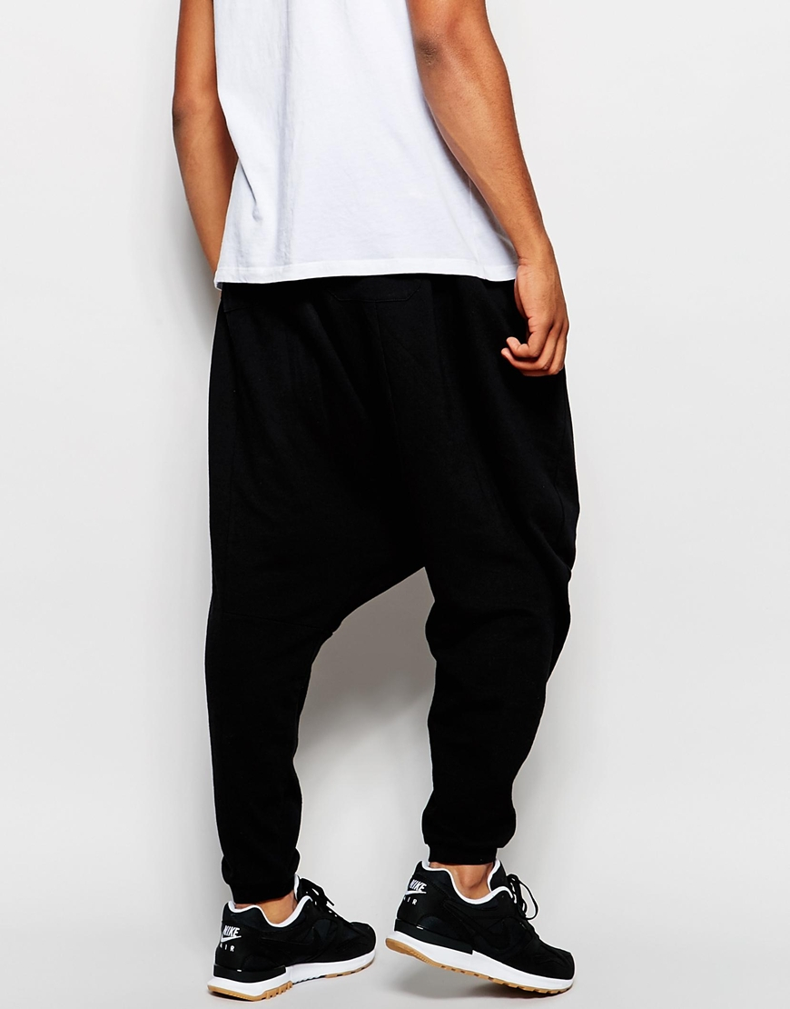 Lyst - Asos Extreme Drop Crotch Joggers With Gold Zips in Black for Men