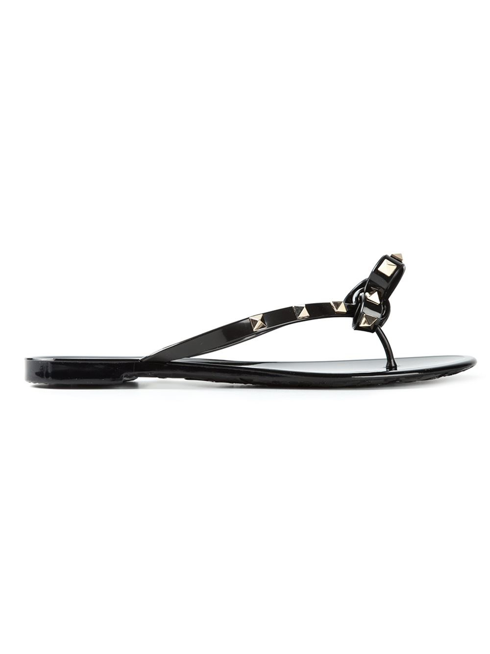 Lyst Valentino  Rockstud Noir Flip Flops in Black