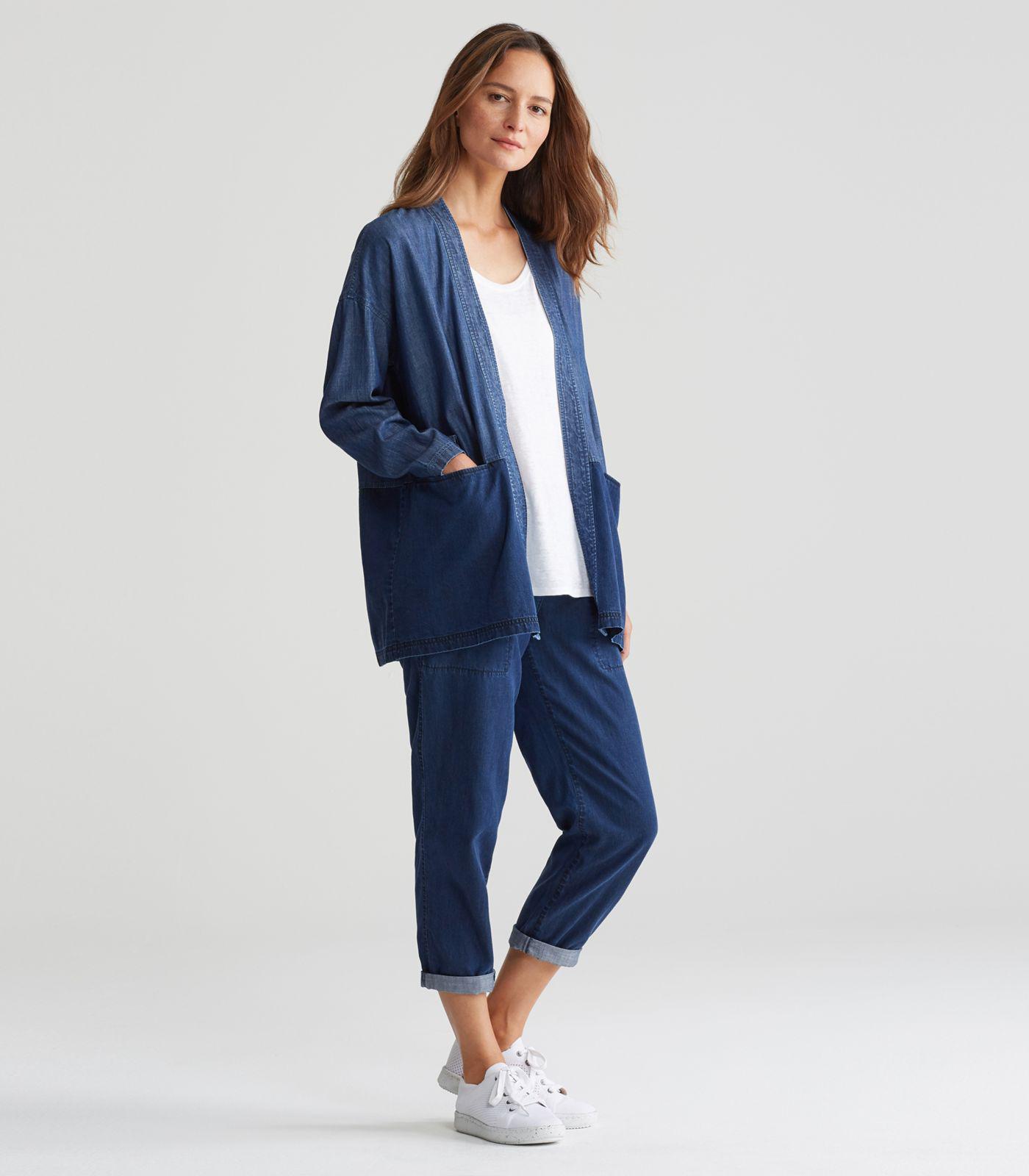 Eileen fisher Tencel Organic Cotton Denim Kimono Jacket in Blue | Lyst