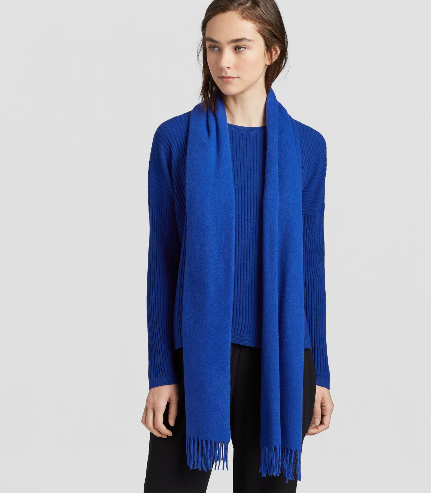 Eileen Fisher Luxe Cashmere Scarf in Blue Lyst