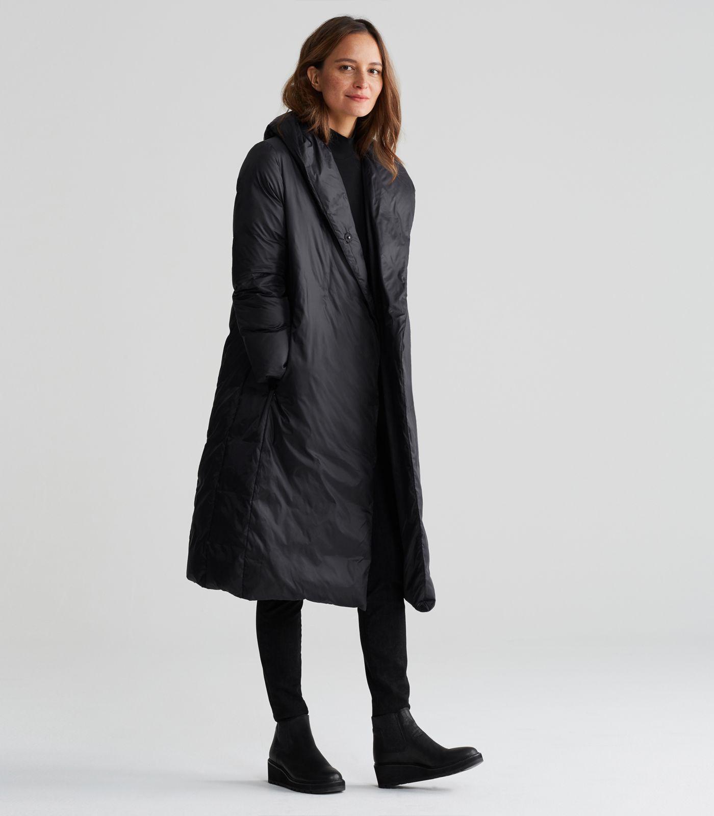eileen fisher black hooded jacket