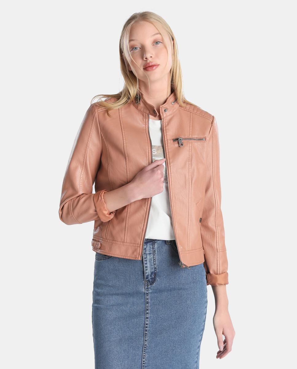 Lyst Vero Moda Faux Leather Biker Jacket In Brown
