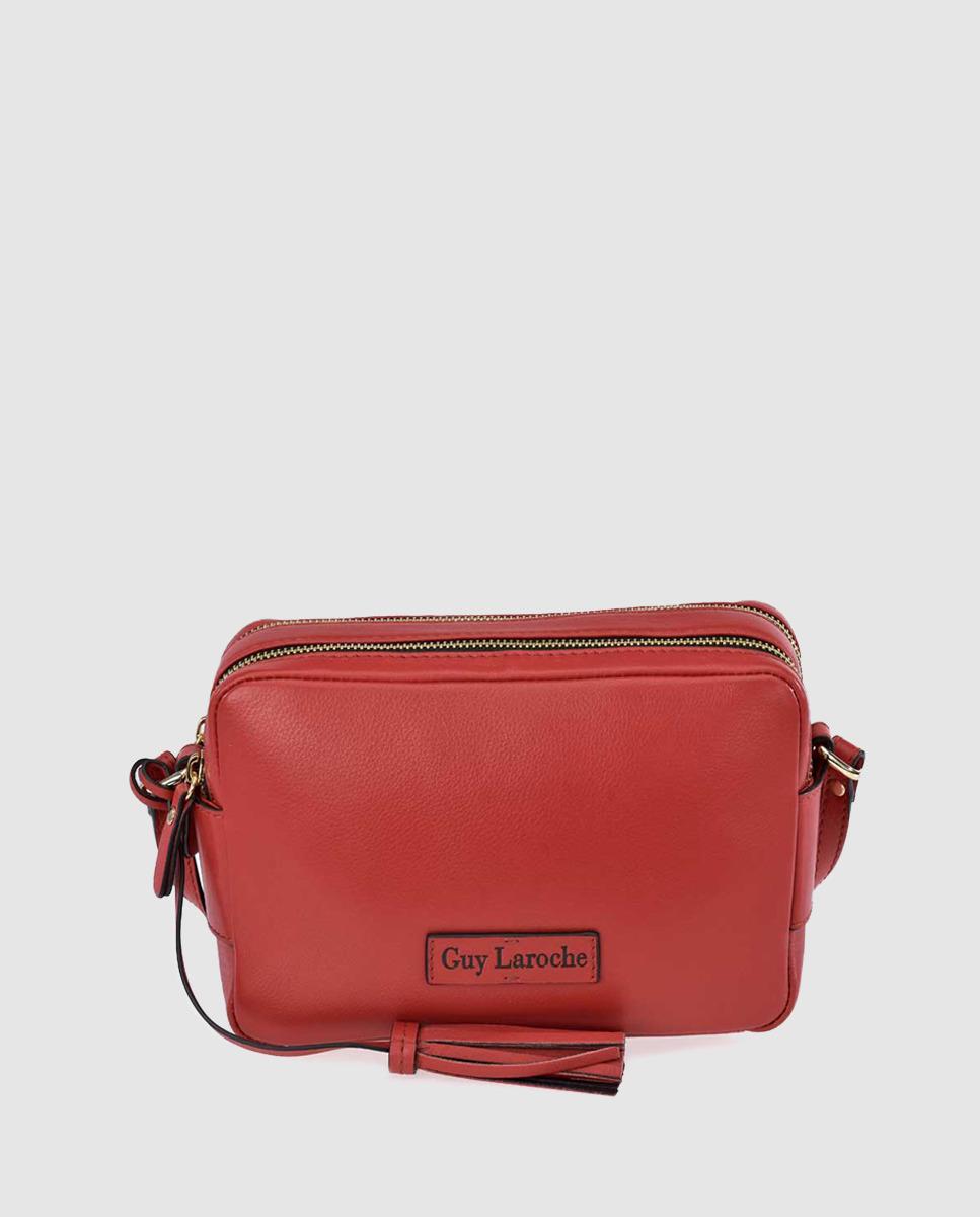 Guy Laroche Small Red Leather Crossbody Bag With Double Compartment - Lyst