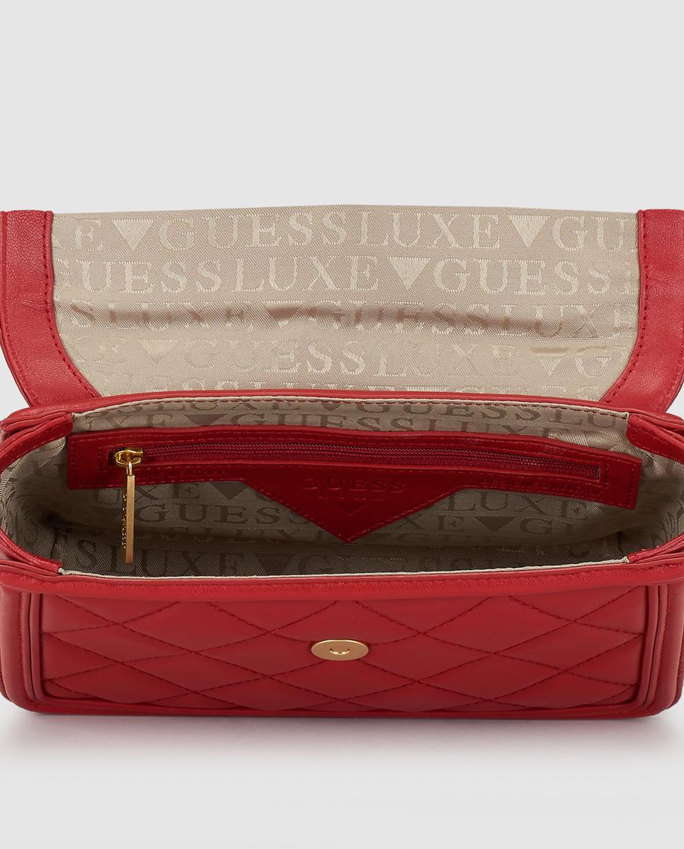 Lyst Guess Wo Small Quilted Red Leather Crossbody Bag In Gallery
