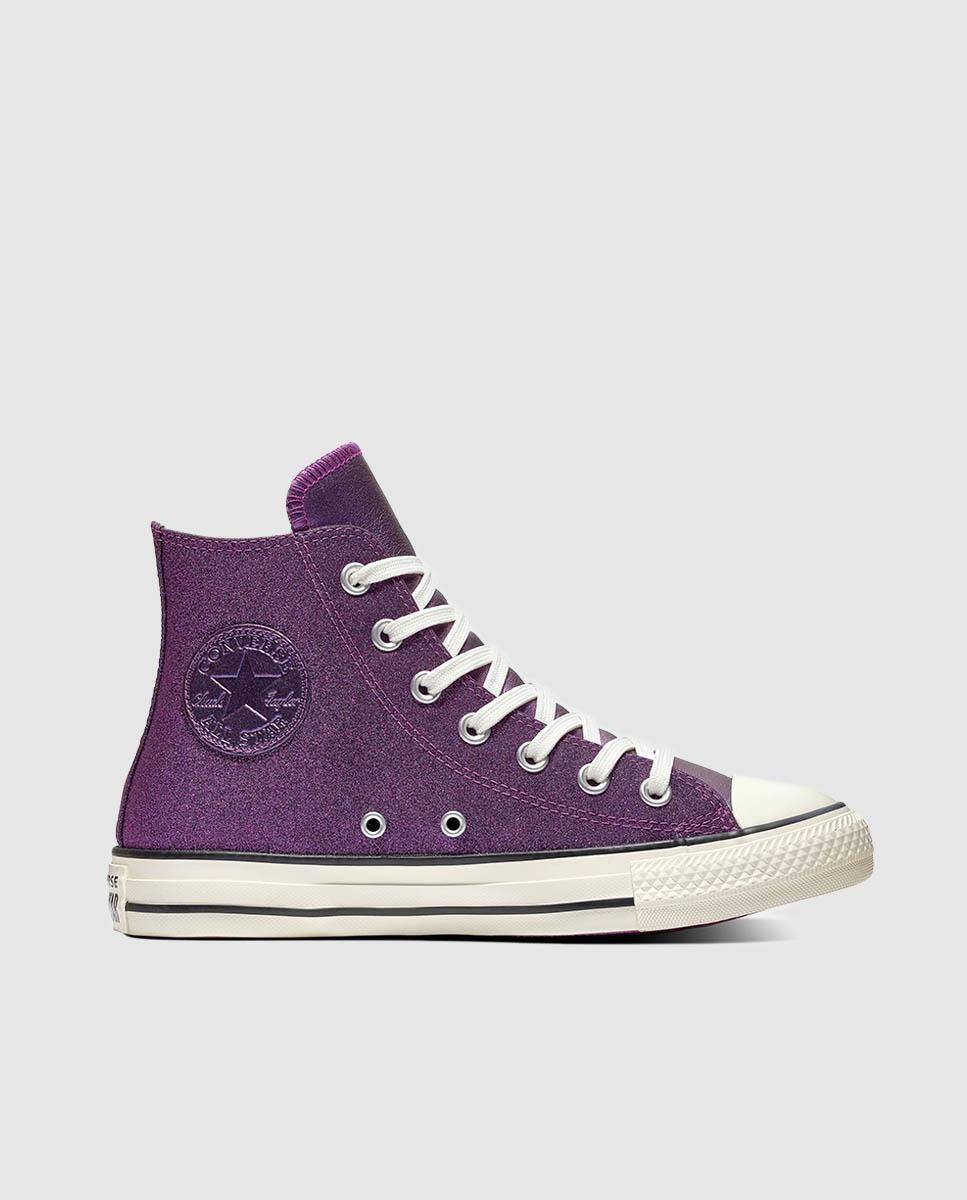 Converse Chuck Taylor All Star Purple Canvas Trainers With Shine Effect