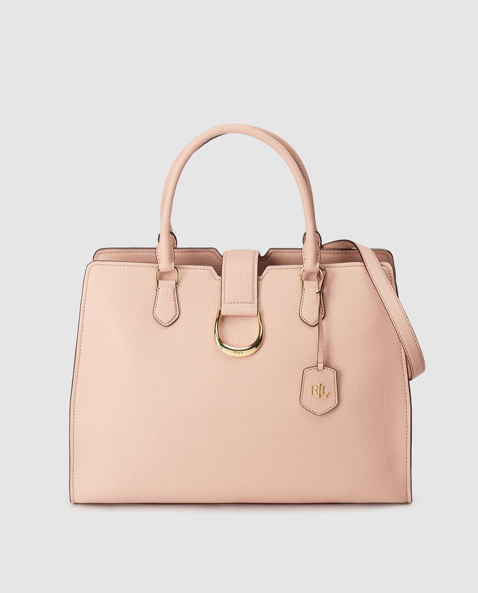 Lyst - Lauren by Ralph Lauren Large Pink Leather Handbag With Golden ...