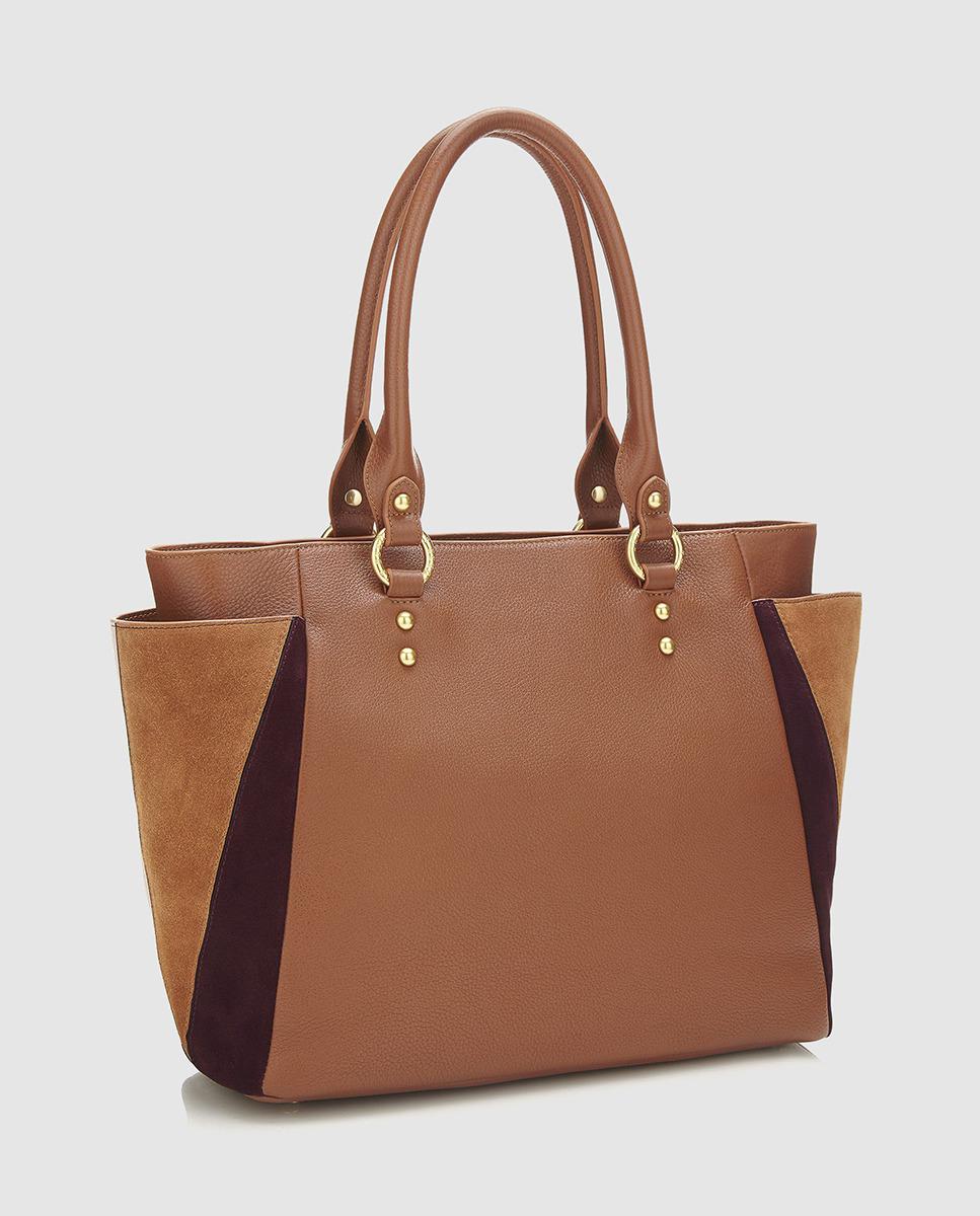 Guess Brown Leather Tote Bag With Side Pockets in Brown - Lyst