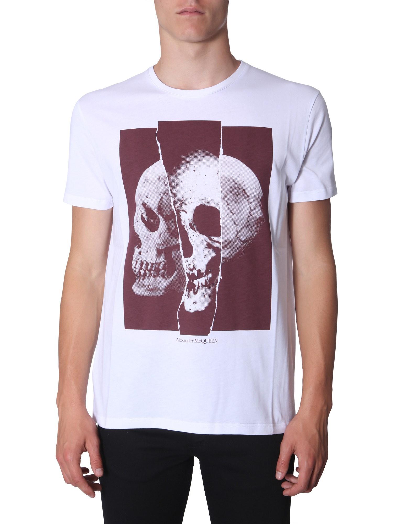 Alexander McQueen Cotton Skull Print T-shirt in White for Men - Lyst