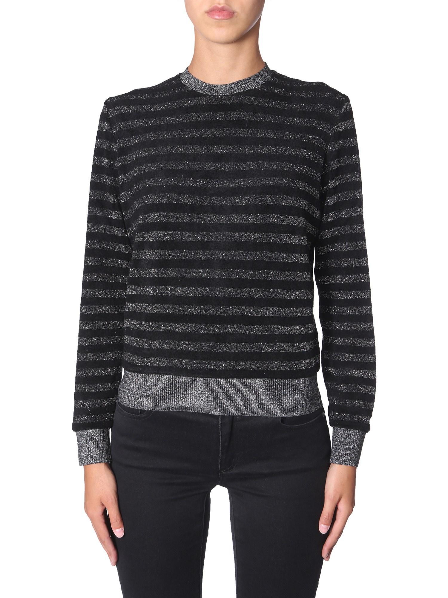 Saint Laurent Lurex Striped Sweater In Black Lyst