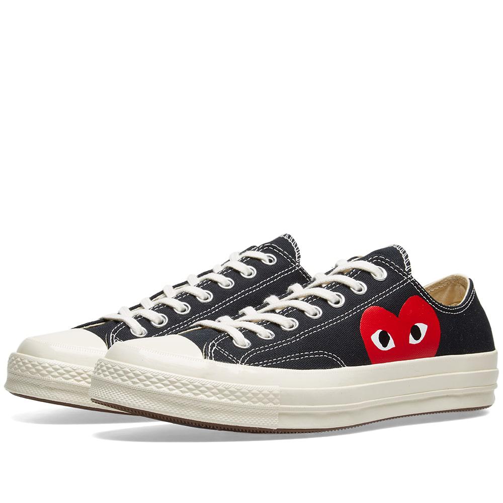 Lyst - COMME DES GARÇONS PLAY Play Converse Low In Black in Black for ...