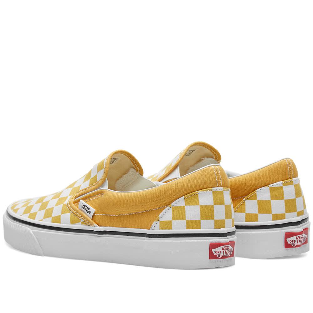 Mustard yellow checkered vans #inlove  Vans classic slip on sneaker, Cute  shoes, Mustard vans