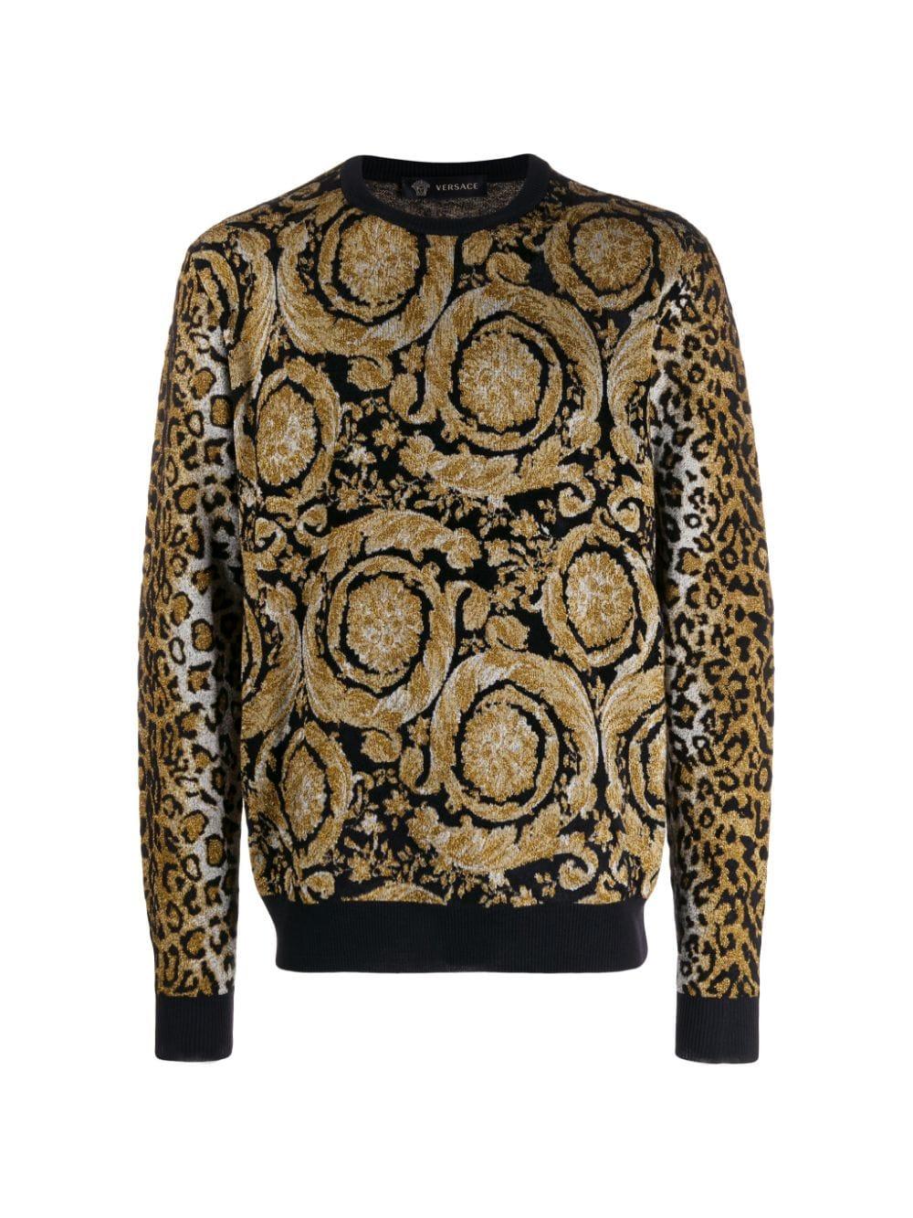 Versace Dual-pattern Knit Jumper in Black for Men - Save 6% - Lyst