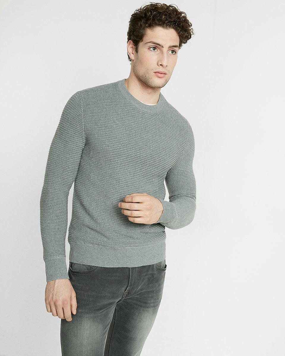 Express Horizontal Shaker Knit Crew Neck Sweater in Gray for Men | Lyst