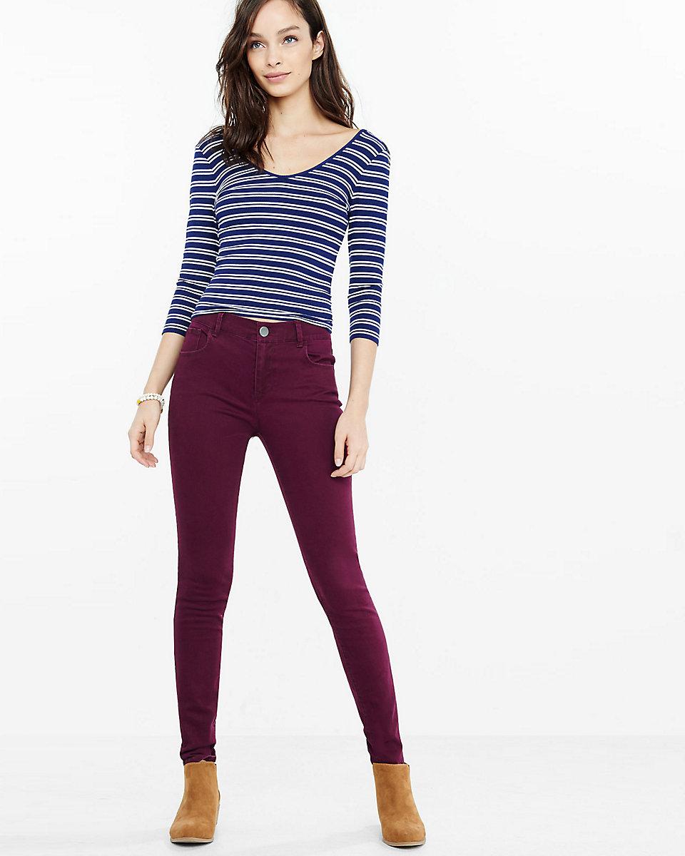 Lyst Express Mid Rise Five Pocket Pant in Purple