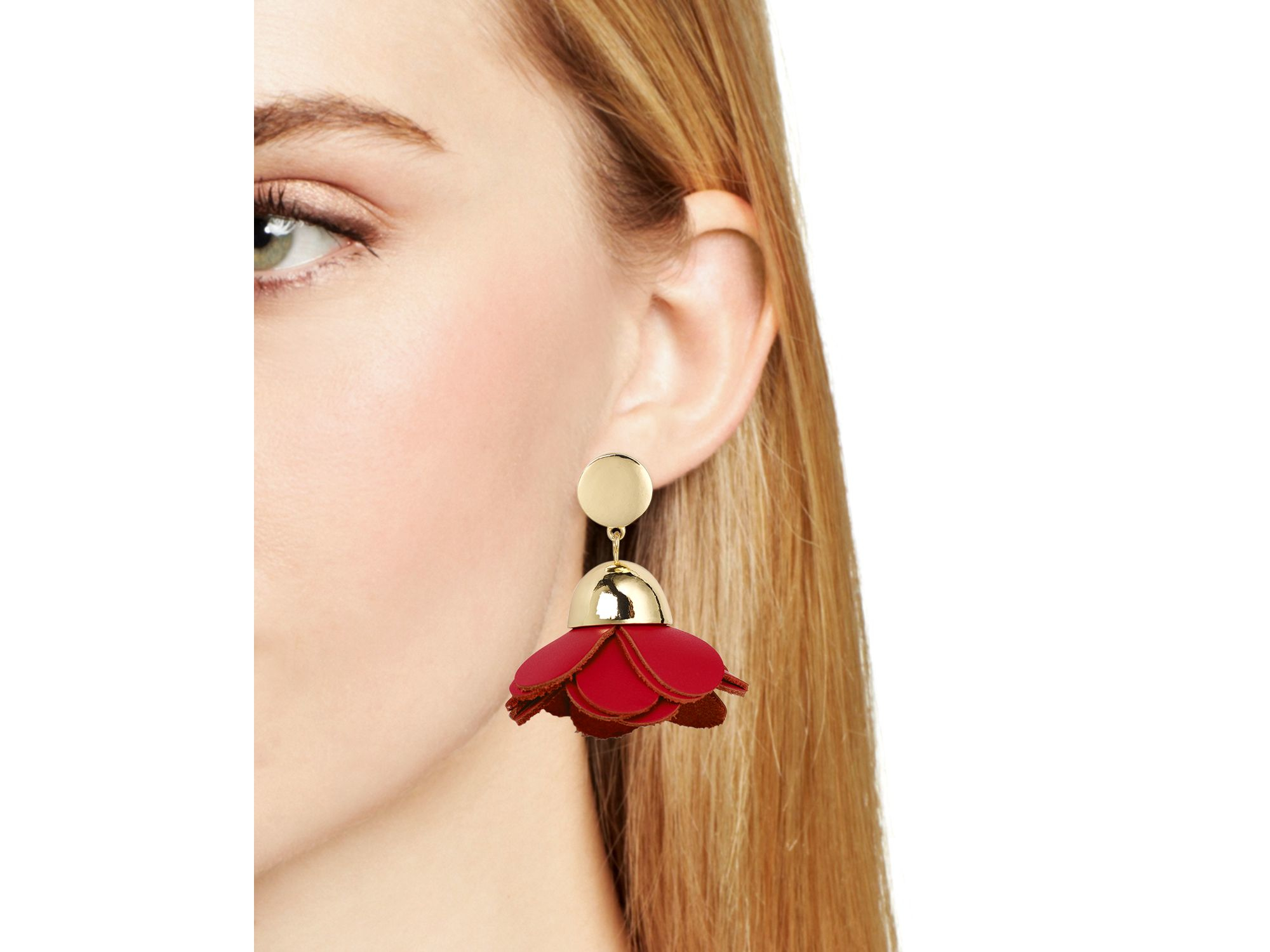 Lyst Baublebar Leather Petal Drop Earrings In Red Gallery