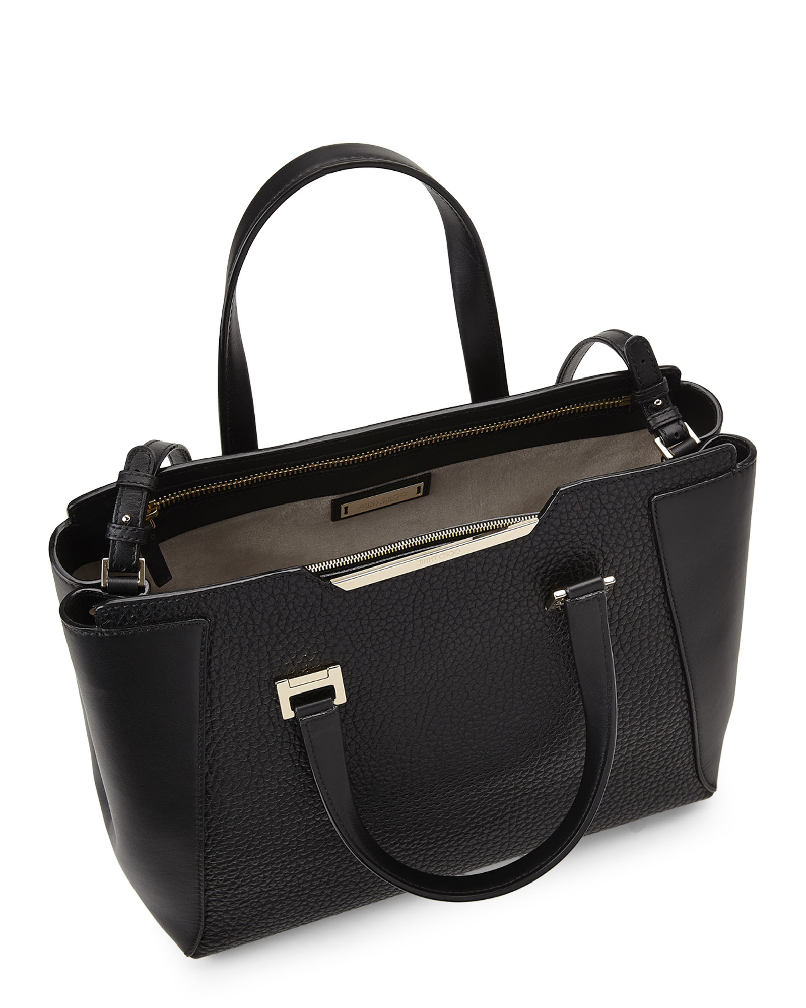 Lyst Jimmy Choo Black Pebbled Leather Alfie L Tote Bag In Gallery