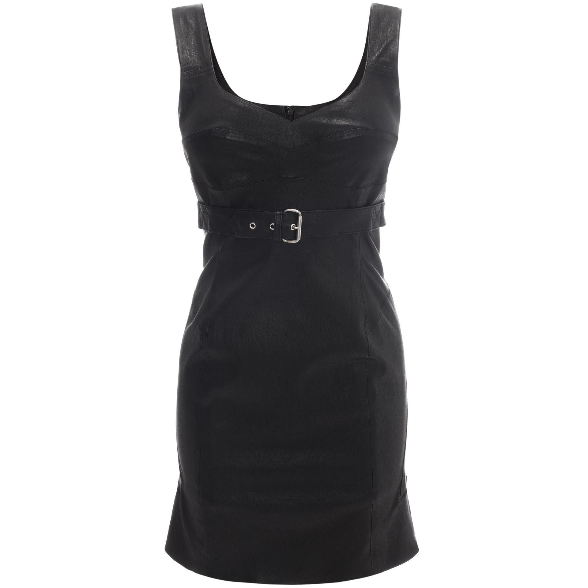 Lyst - Mcq Leather Belted Dress in Black