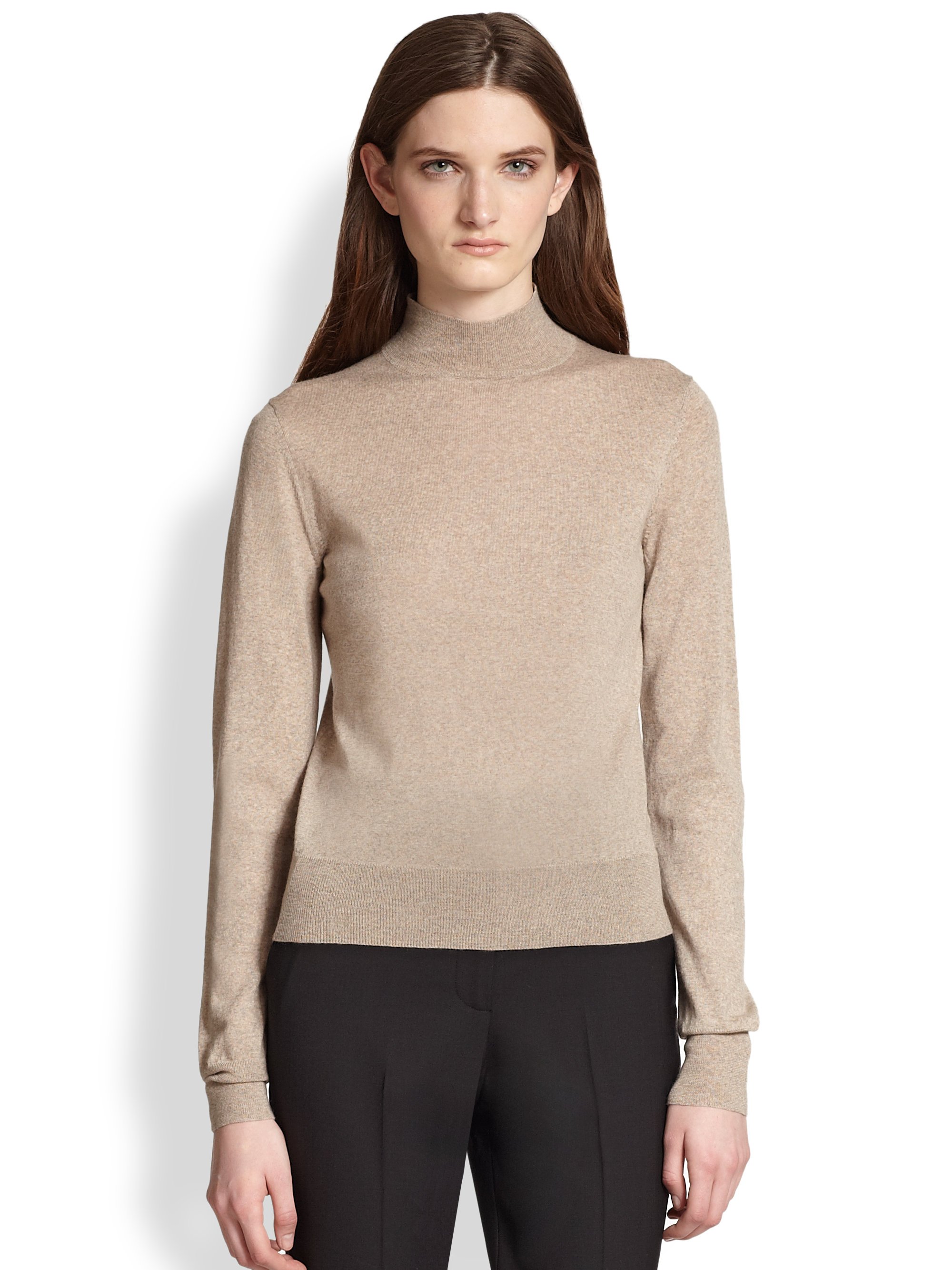 Lyst - Theory Sallie Wool Mock Turtleneck Sweater in Natural