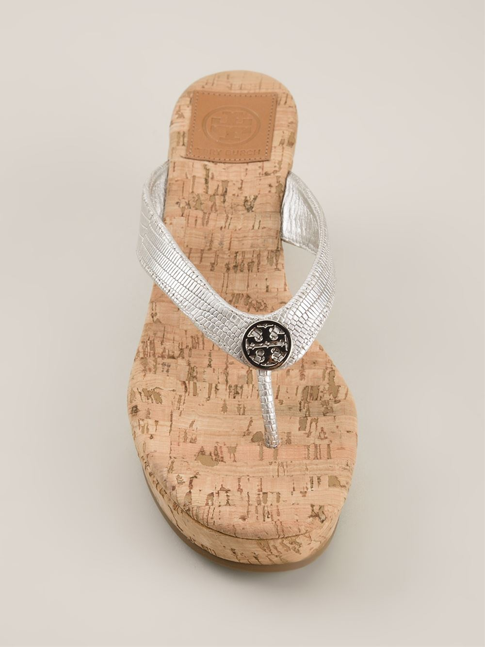 metallic cork sandals