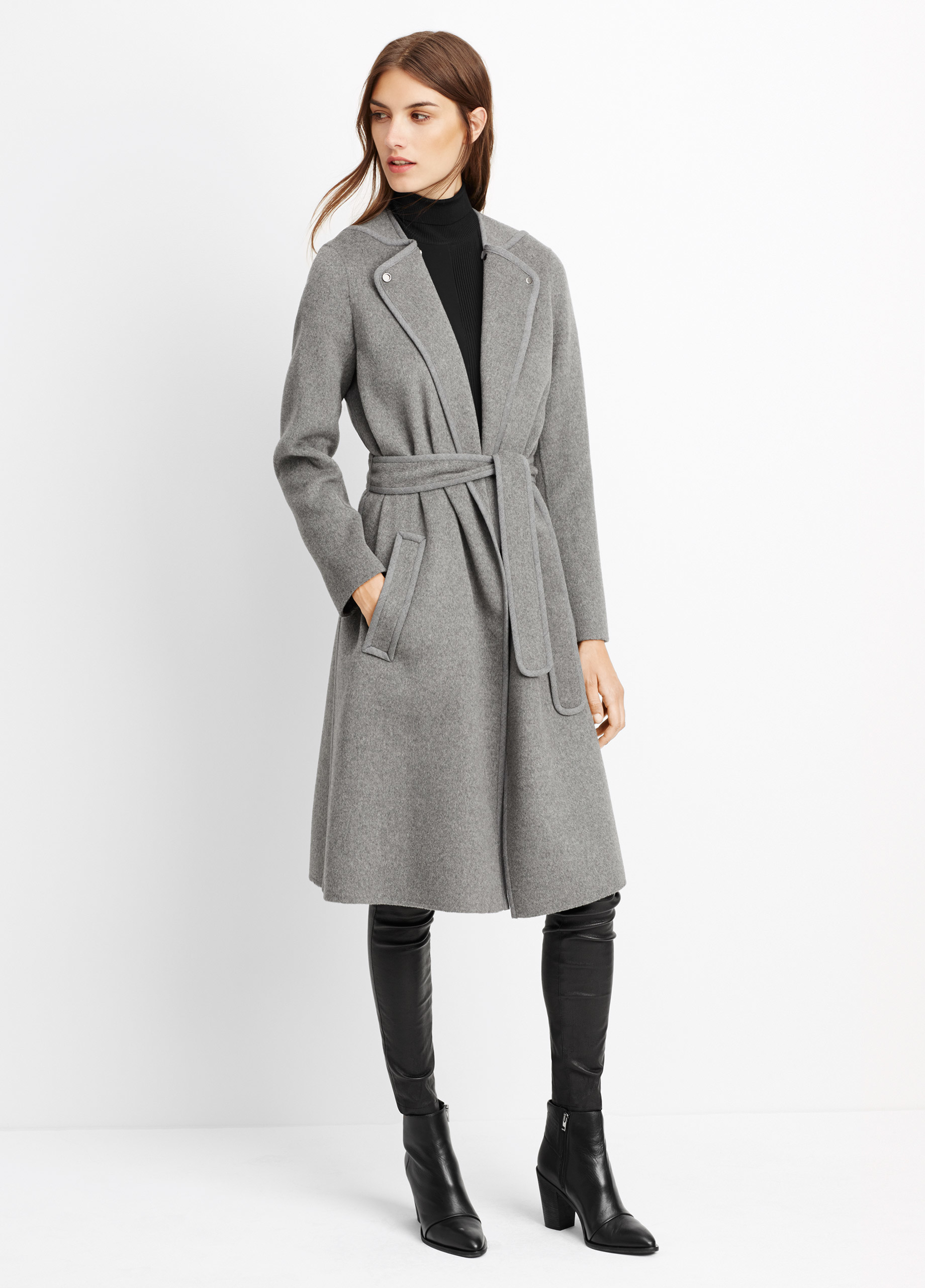 Lyst - Vince Belted Car Coat in Gray