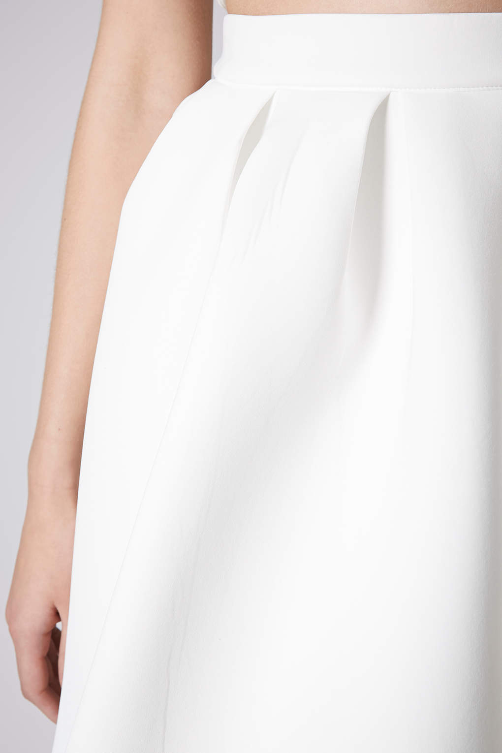 Lyst Topshop Pleat Scuba Midi Skirt In White