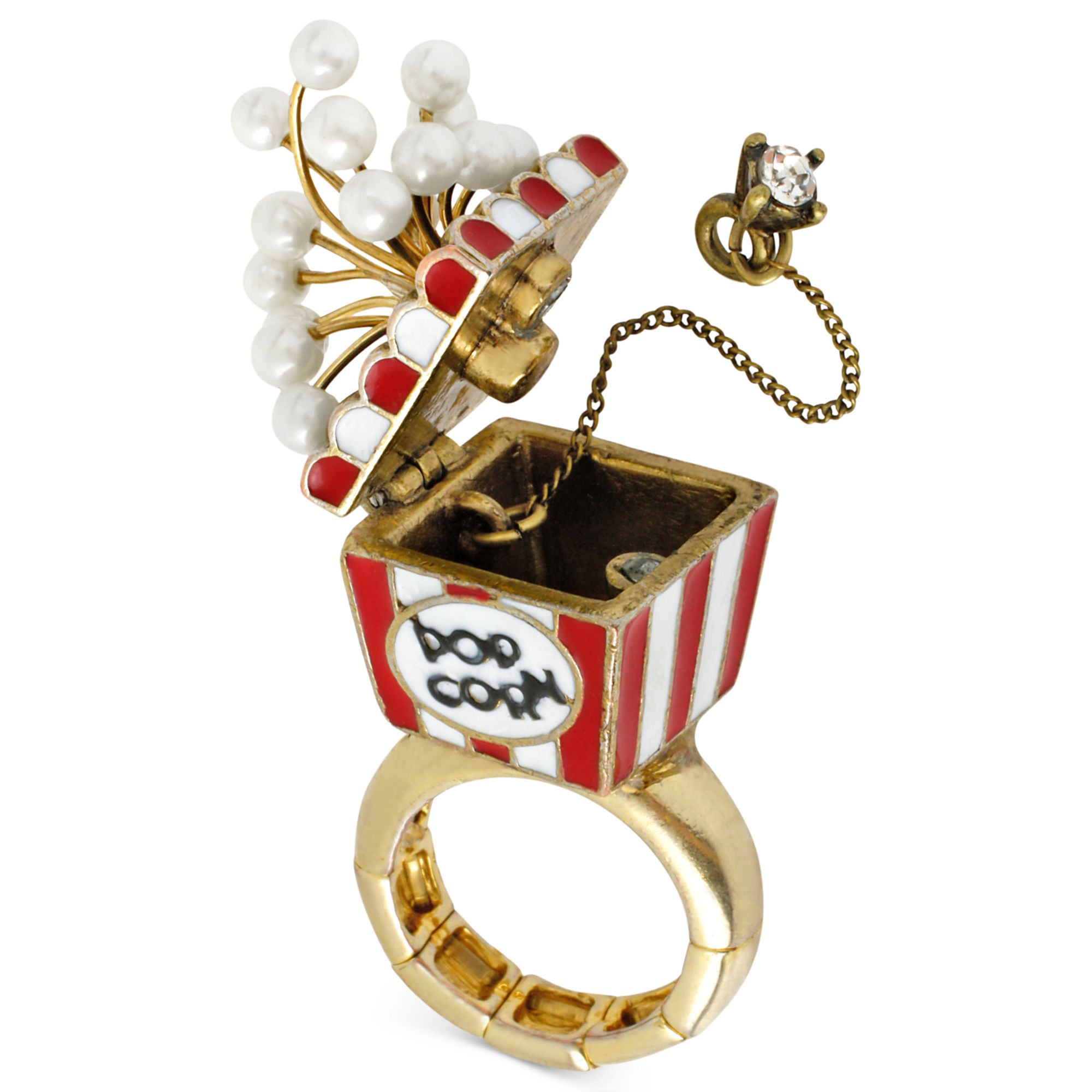 Betsey johnson Antique Goldtone Popcorn Stretch Ring in Metallic | Lyst