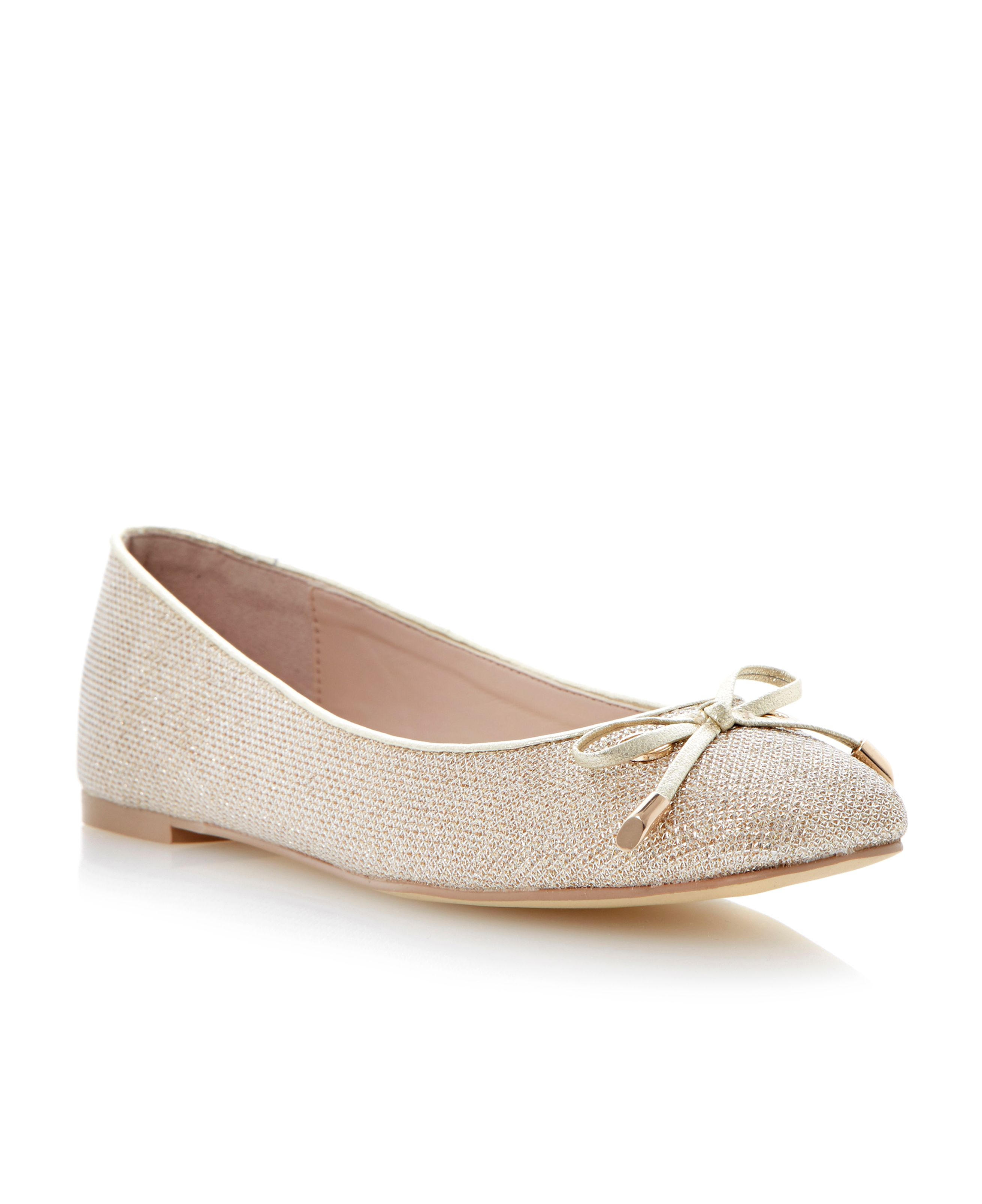 Dune Meanda Square Toe Ballerina Shoes in Metallic | Lyst