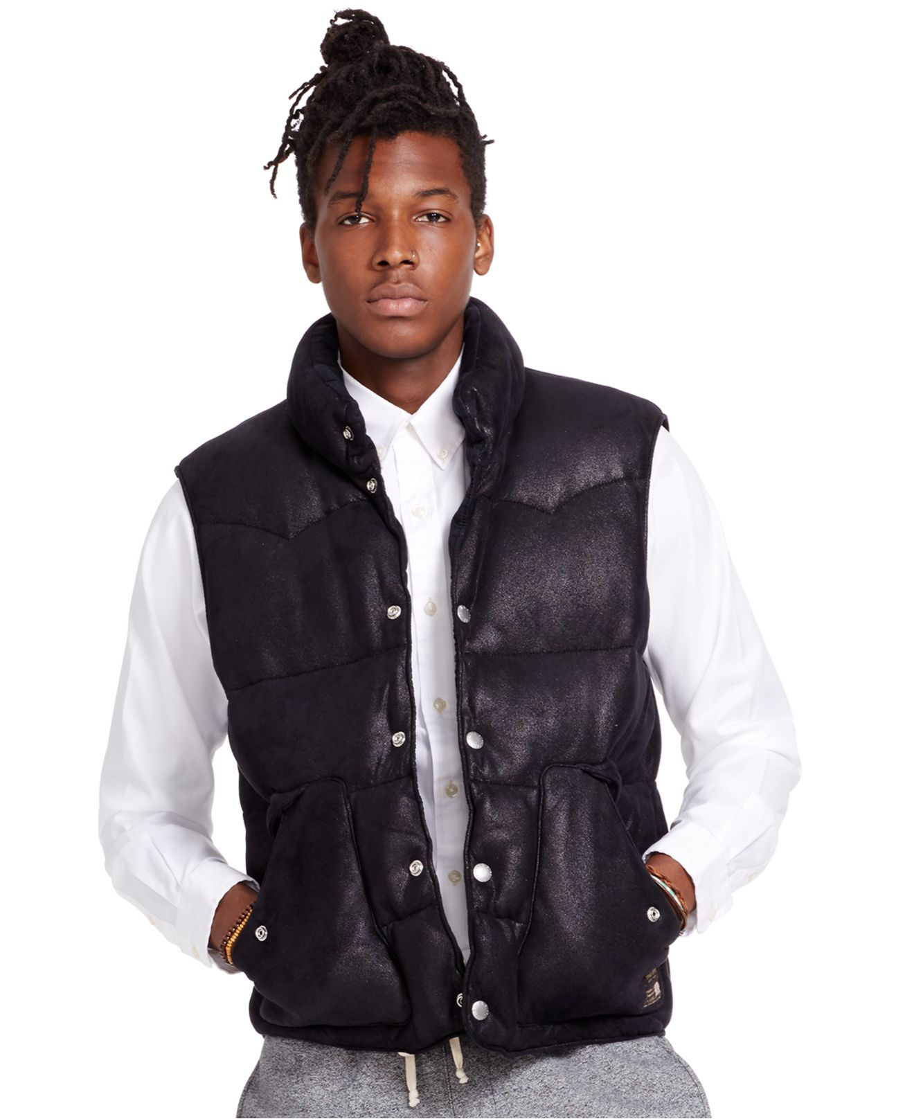 Lyst Denim & Supply Ralph Lauren Fauxleather Down Vest in Black for Men