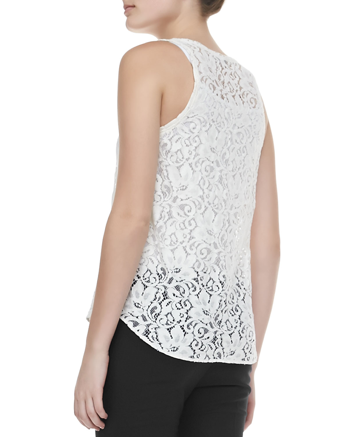 Theory Isaac Lace Sleeveless Tank Top in White Lyst