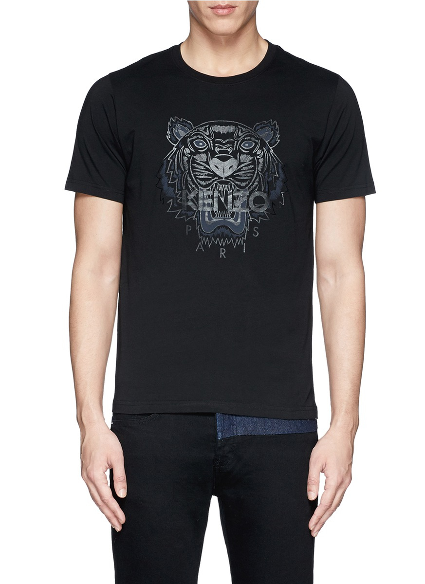 KENZO Tiger Print T-shirt in Black for Men - Lyst